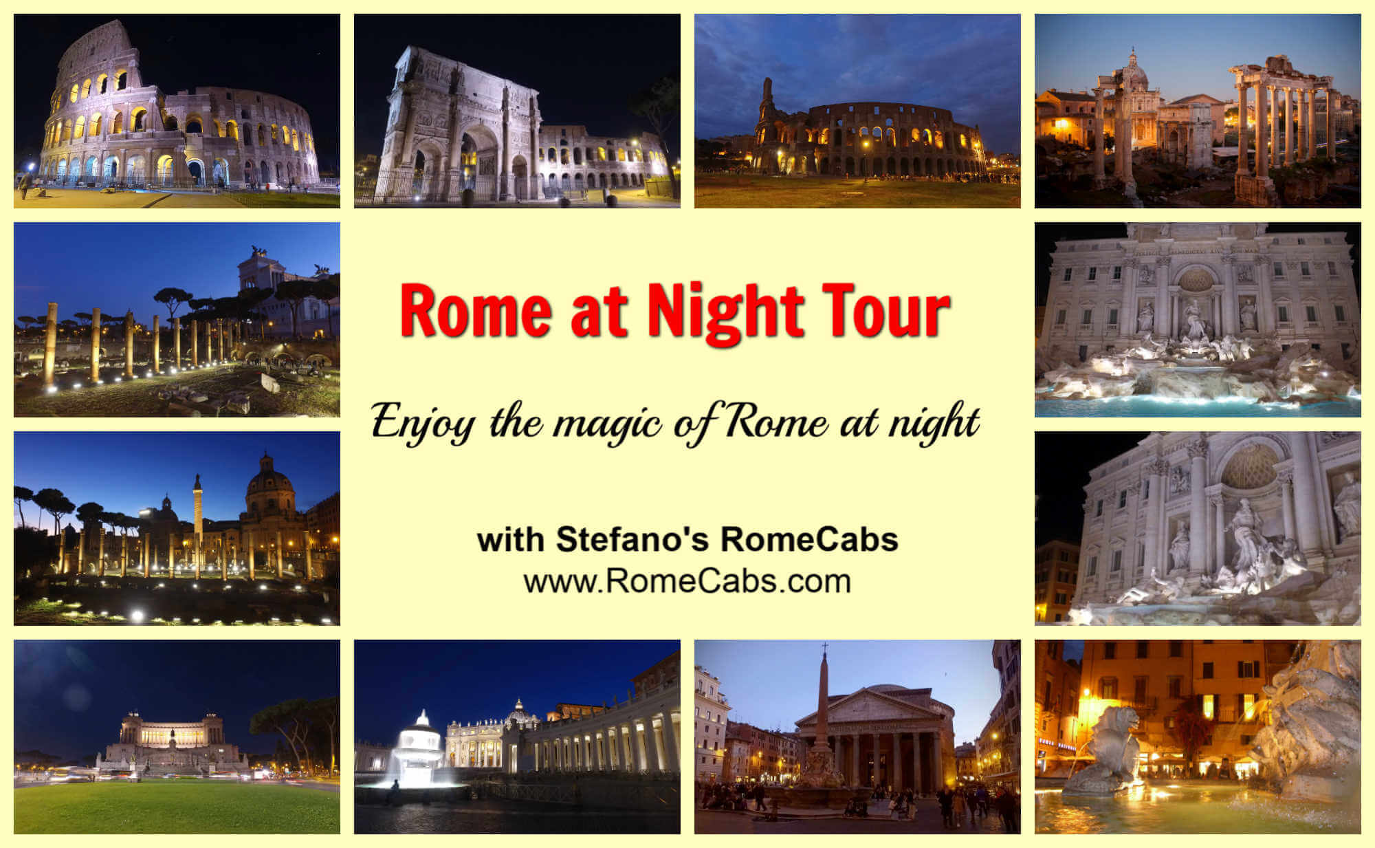 Rome at night tour with RomeCabs