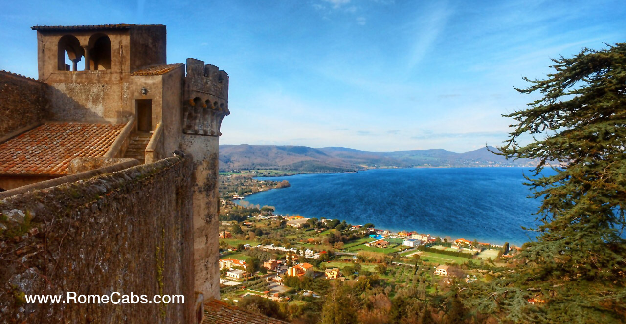 Panoramic Tower View of Bracciano Lake Church of Santo Stefano