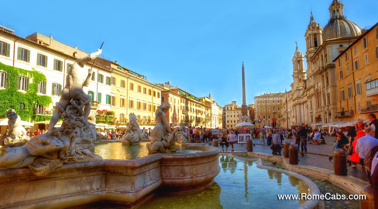 Piazza Navona Debark Post Cruise Tours from Civitavecchia to Rome in limo private excursions RomeCabs