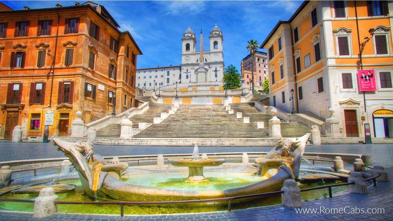 Spanish Steps top 10 Must See Places in Rome in a day tour by car RomeCabs