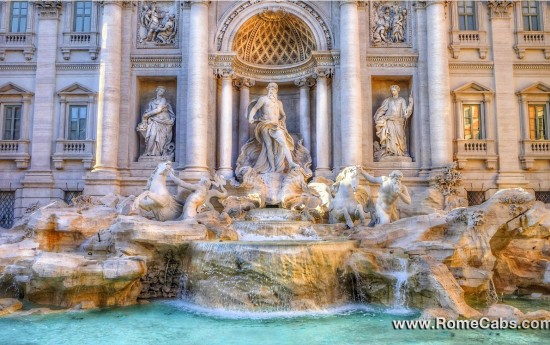 Trevi Fountain Rome in a Day on a Sunday private shore excursion from Civitavecchia RomeCabs