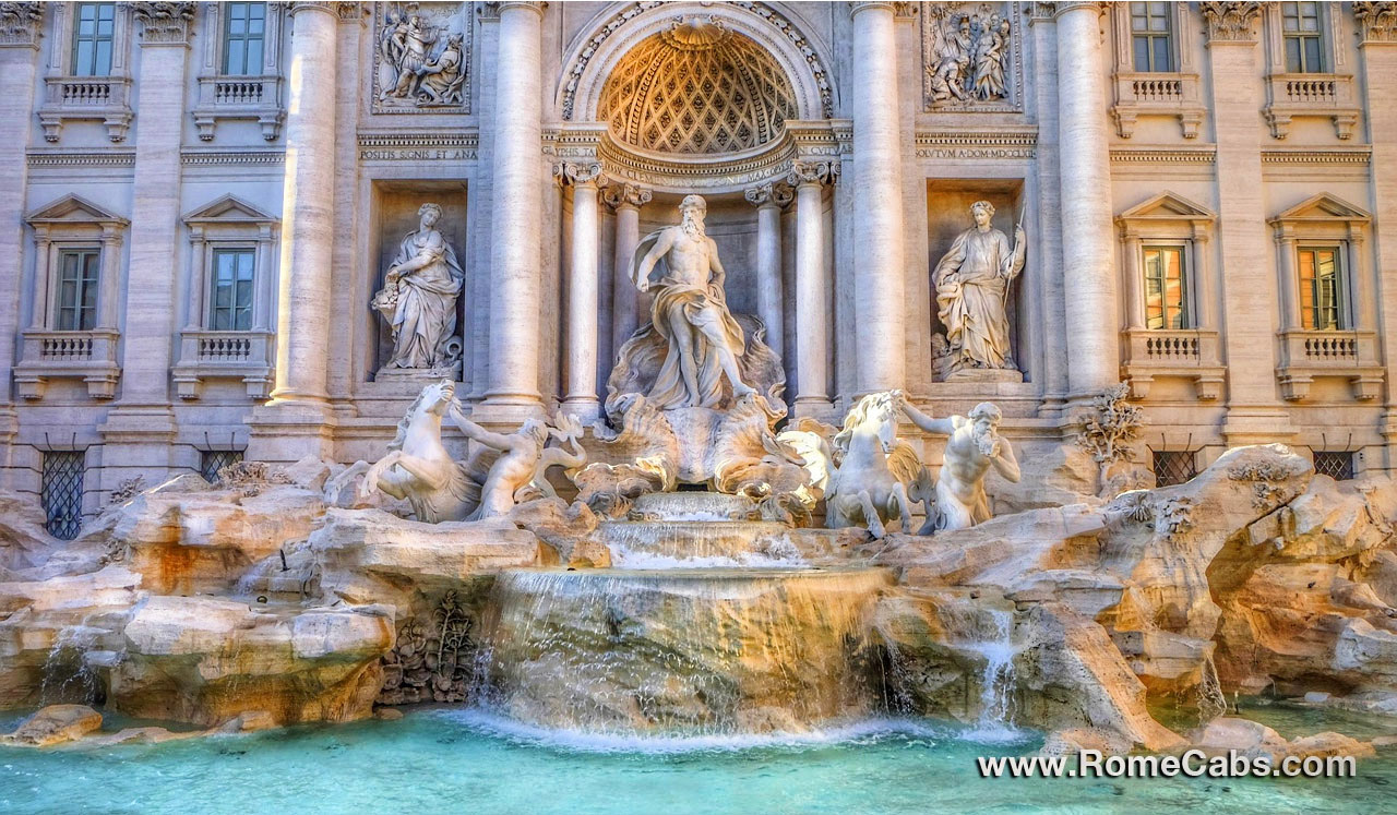 Debark Tour of Rome from Civitavecchia with Vatican Guide Post Cruise_Trevi Fountain with RomeCabs