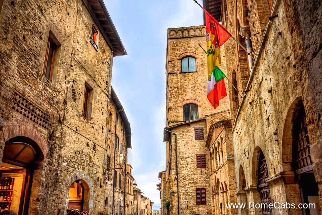 Sightseeing Transfer Rome Florence with stops in San Gimignano Siena Tour RomeCabs