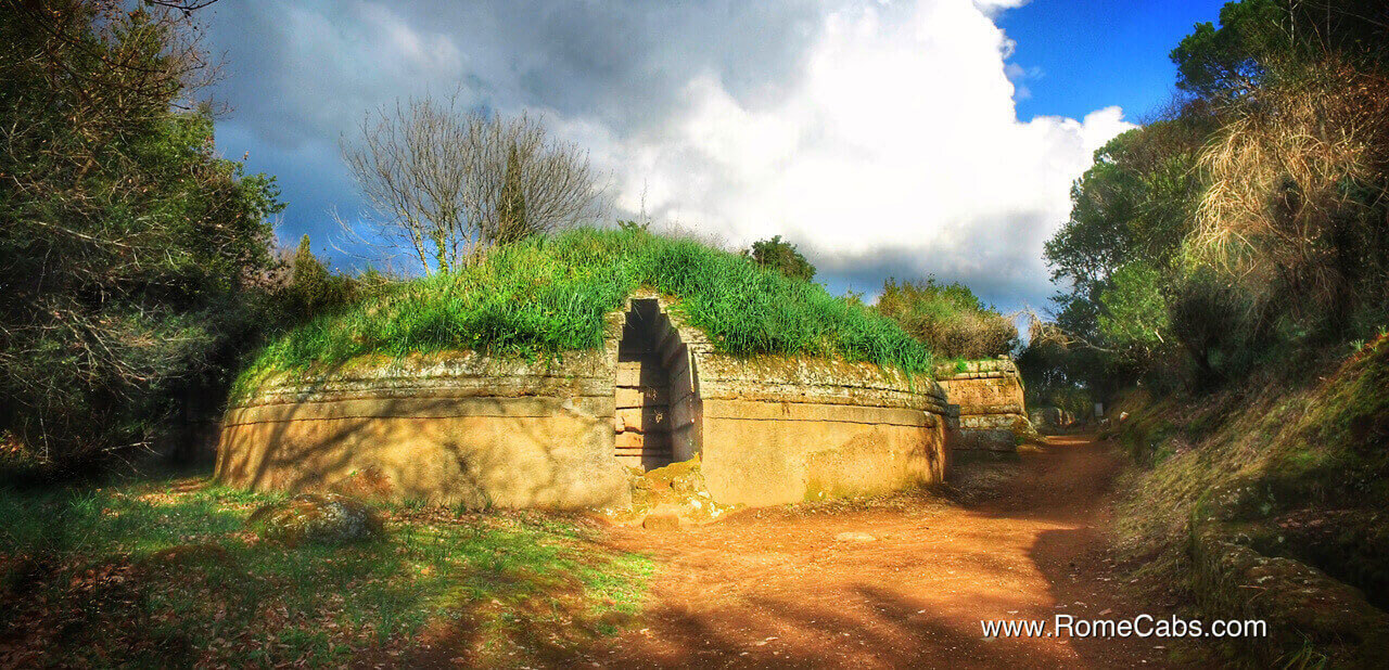 Eruscan tombs Tours in Necropolis Cerveteri Civitavecchia Cruise Port Tours RomeCabs