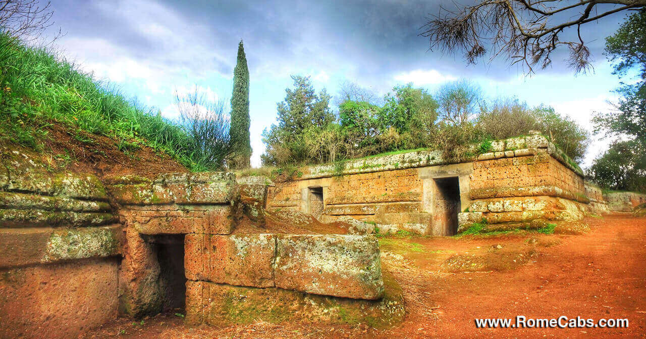 Etruscan Tombs Tours Cerveri Necropolis from Rome in limo Civitavecchia Private Excursions