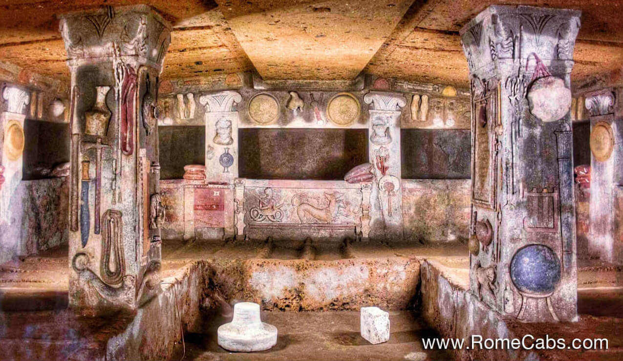 Cerveteri Banditaccia Necropolis Tomb of Reliefs Best Civitavecchia Tours to the Roman Countryside with RomeCabs