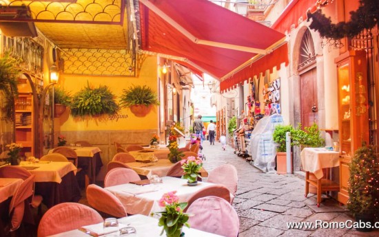 RomeCabs Naples Cruise Tours to Herculaneum, Positano and Sorrento  outdoor restaurants