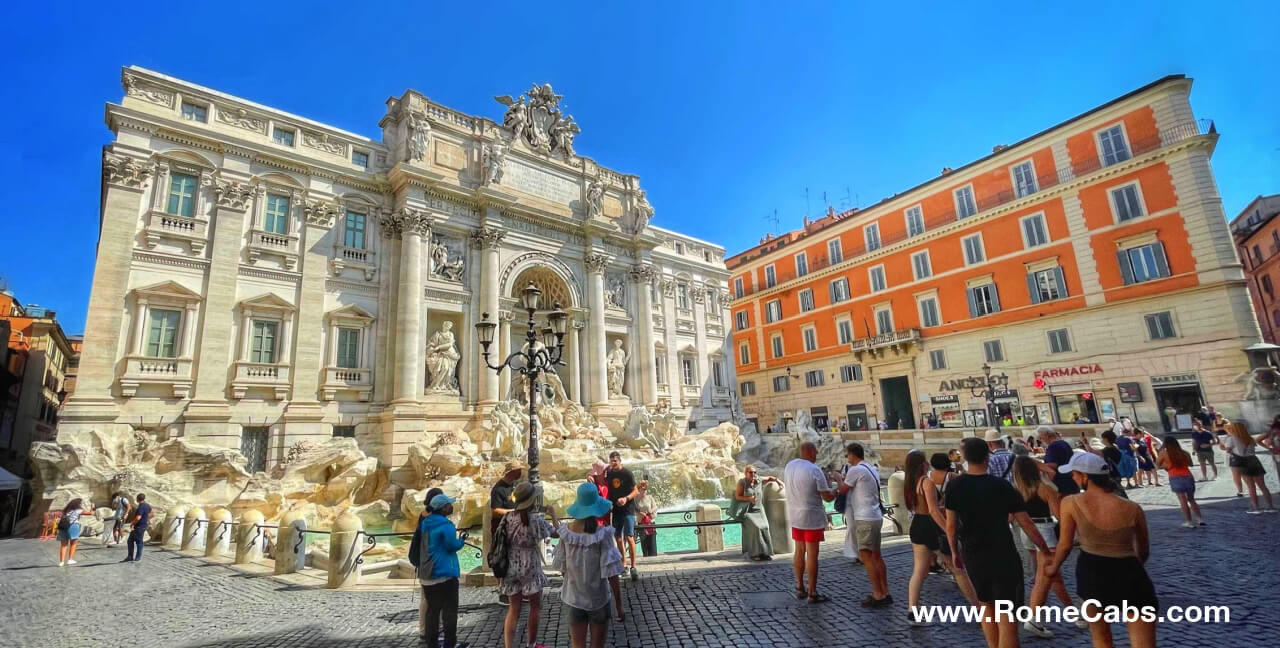 newly restored Trevi fountain day and night Tours RomeCabs