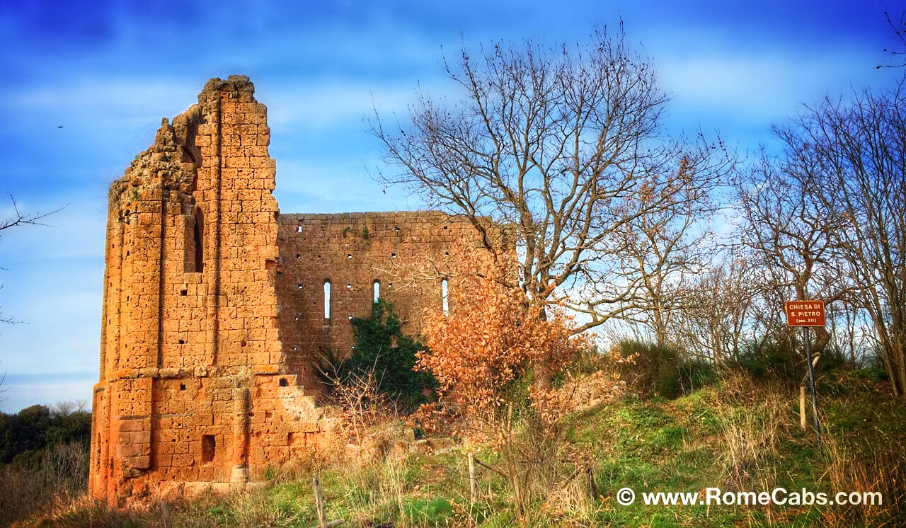 Norchia Medieval Church ruins_7 amazing places to visit on Etruscan Tours from Rome in limo RomeCabs