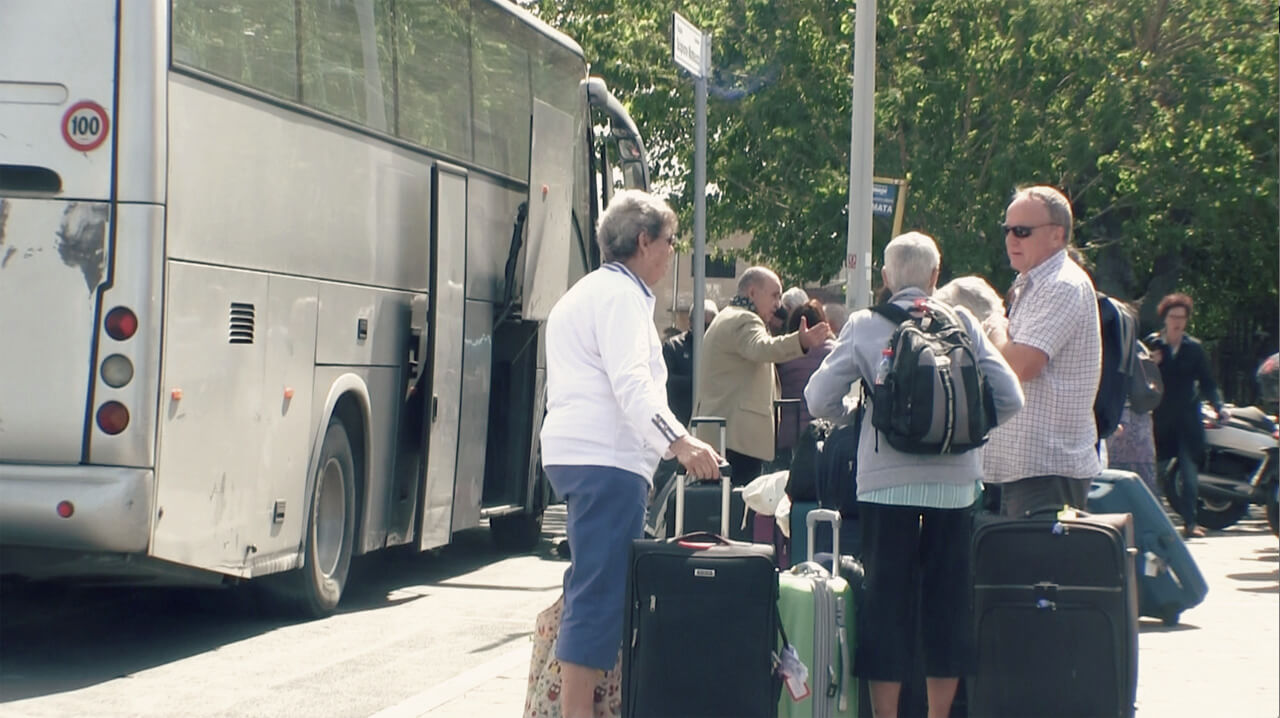 Cruisers waiting for the bus in Civitavecchia DIY Rome Tour from Civitavecchia Cruise Ship Ancient Rome and Squares