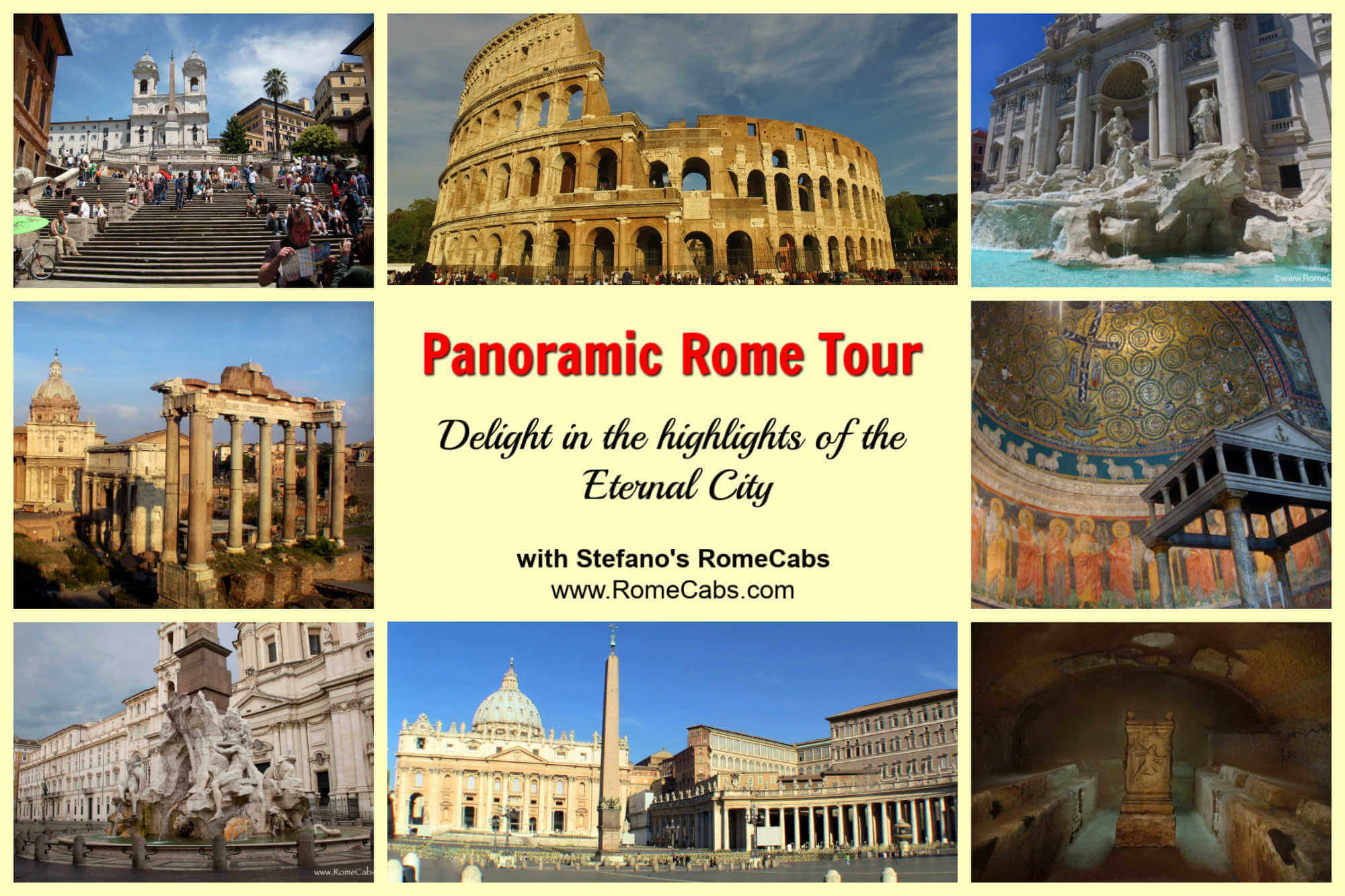 Panoramic Rome Tour for Cruisers Civitavecchia Shore Excurisons Debark Post Cruise tours to Rome in limo RomeCabs