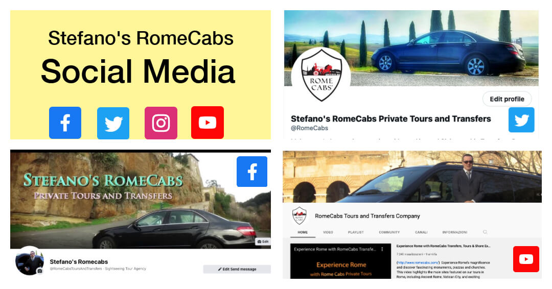 best car service comany in Rome social media RomeCabs Facebook Twitter Youtube