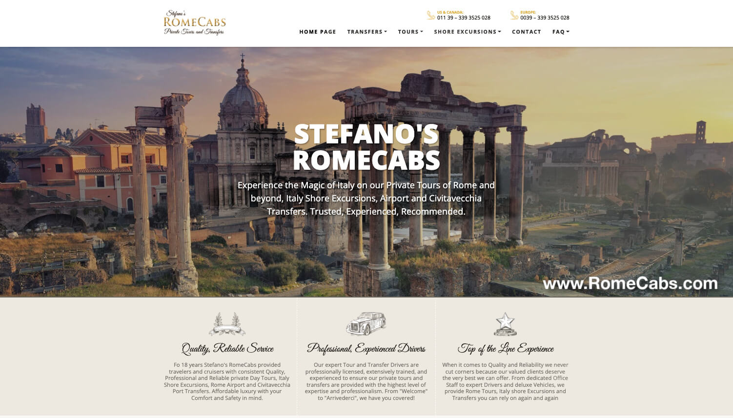 Stefanos RomeCabs website_ best car service in Rome
