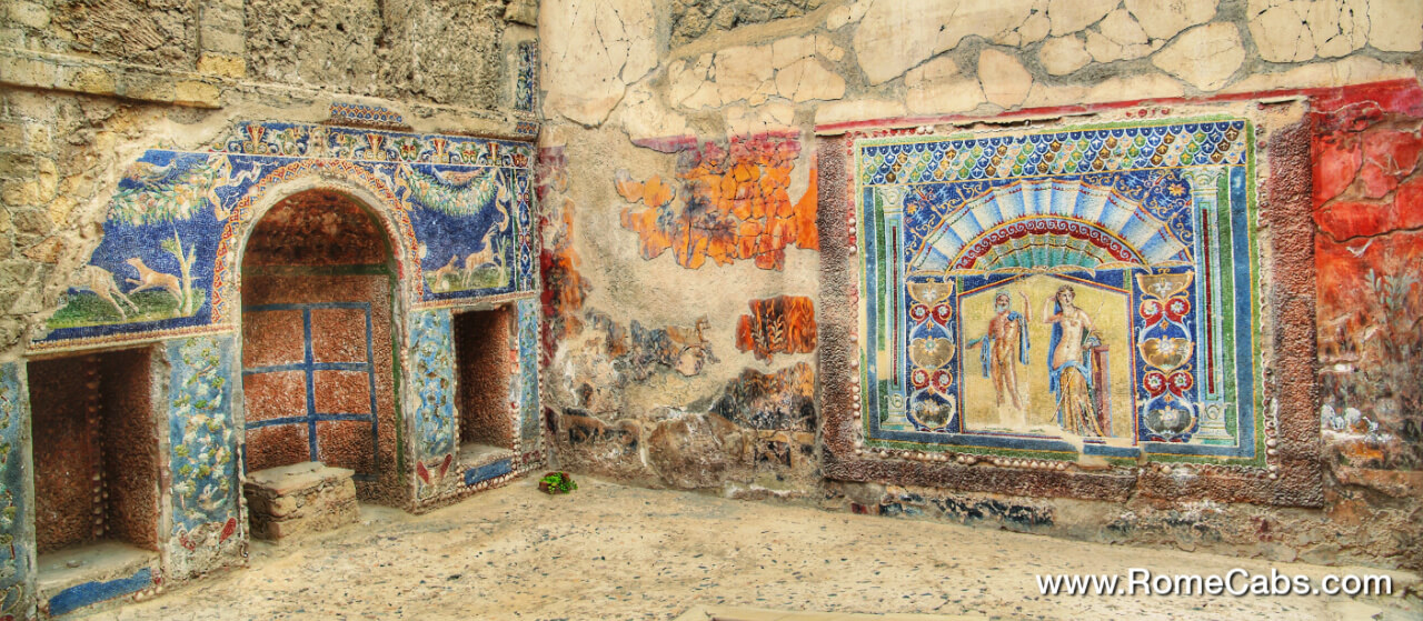House of Neptune Mosaic in Herculaneum tours from Rome to Amalfi Coast