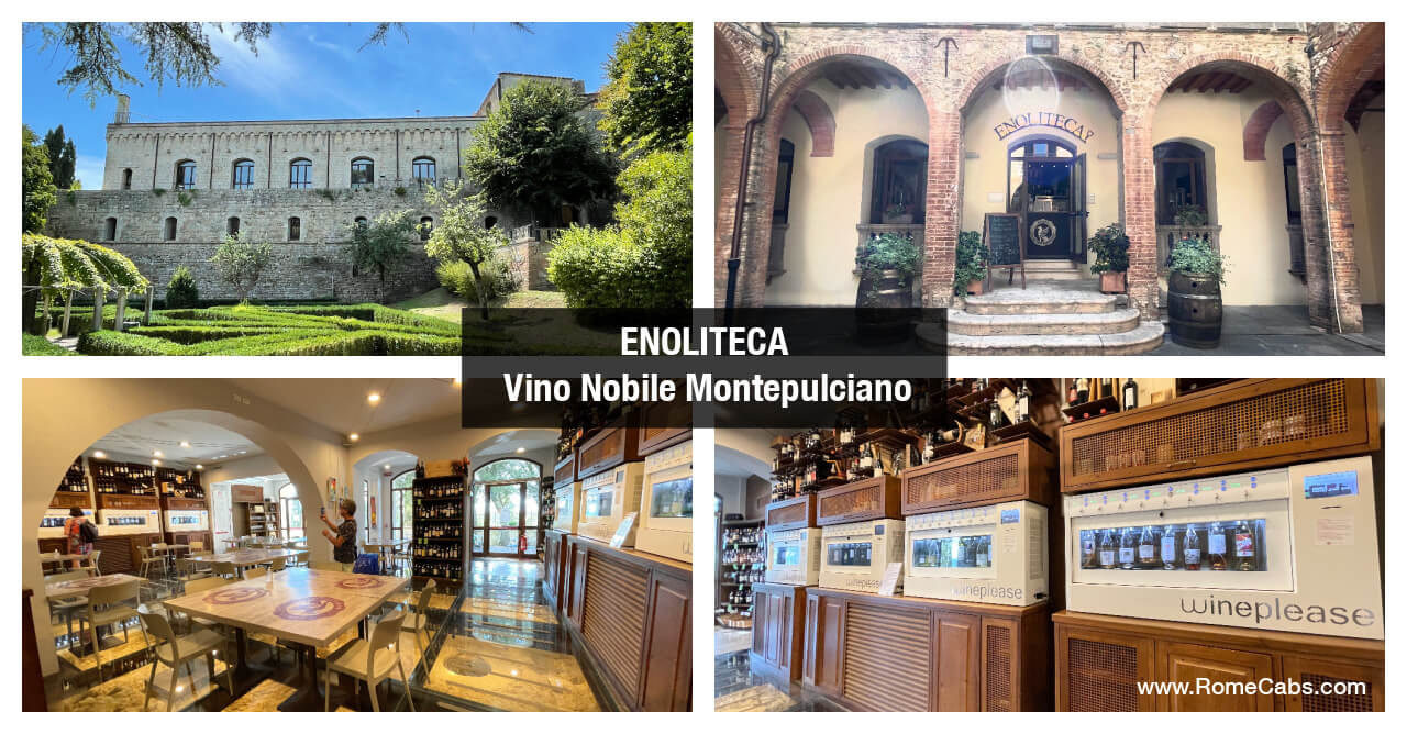 Enoliteca Vino Nobile Montepulciano wine tours from Rome to Tuscany RomeCabs