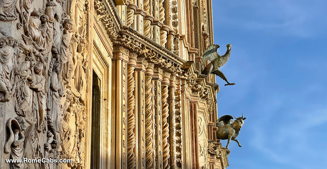 Duomo of Orvieto Facade bronze statues_Orvieto day tour from Rome