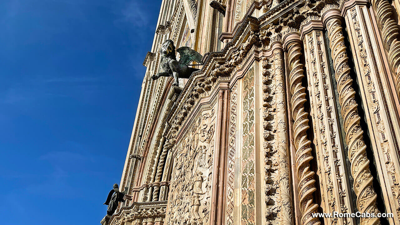 Orvieto Cathedral Facade bronze Statues_Orvieto tours from Rome