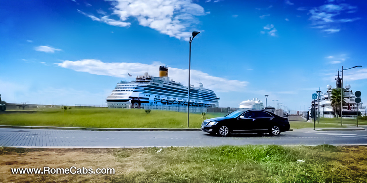 How to get from Fiumicino Rome Airport to Port of Civitavecchia private transfers RomeCabs