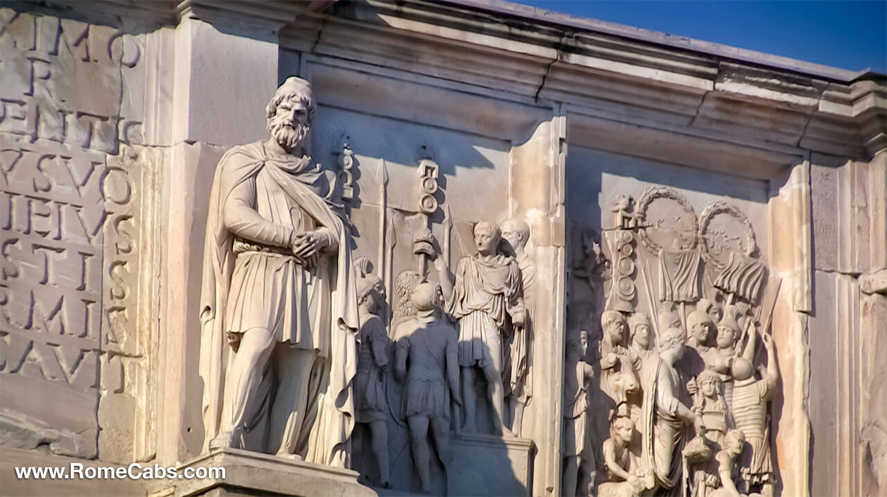 Details of Arch of Constantine Ancient Rome tours in limo