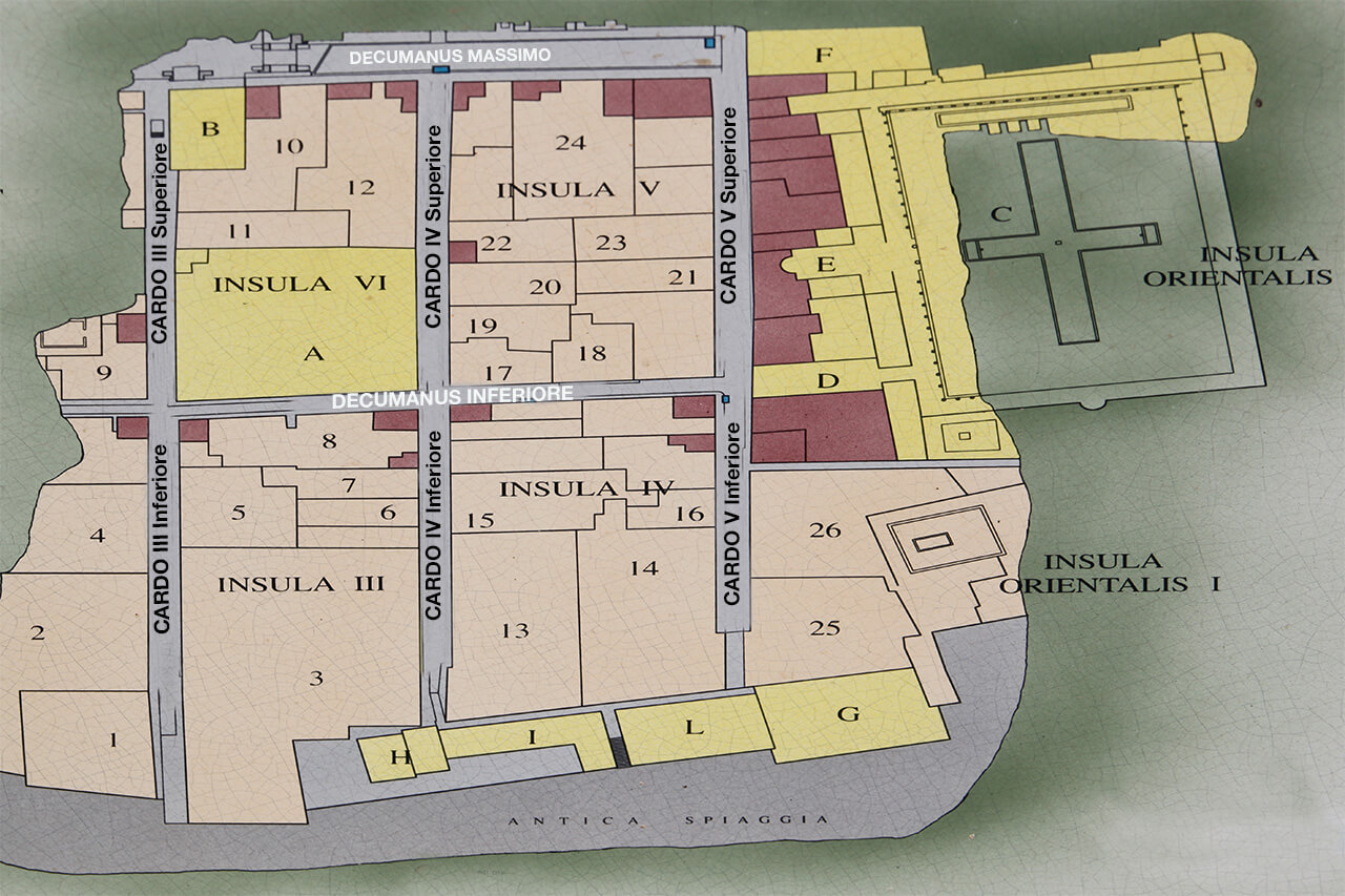 Map of Herculaneum Ancient Roman Roads