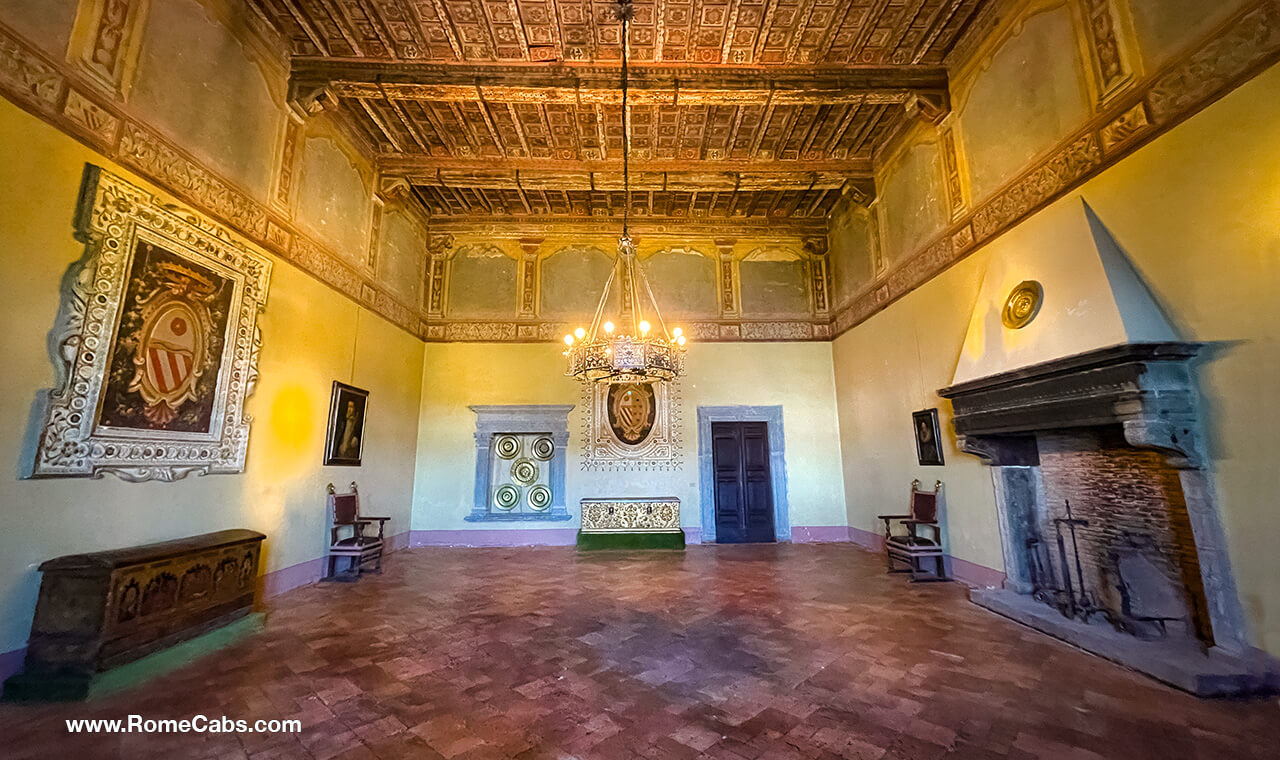 Orsini Medici Hall how to visit Bracciano Castle from Rome Civitavecchia day trips