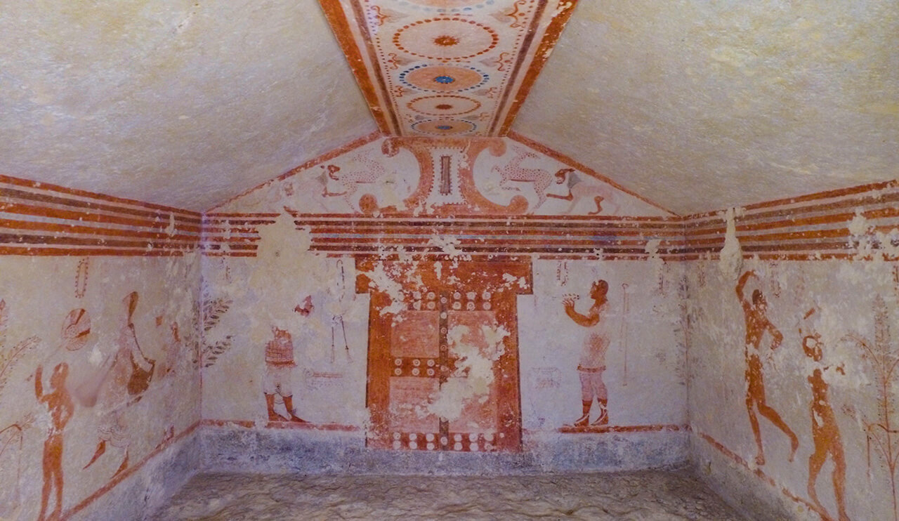 Tomb of Cararelli Etruscan Necropolis in Tarquinia tours from Rome Civitavecchia shore excursions