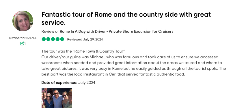 RomeCabs Customer Reviews for Day Tours from Rome Town and Country Tour